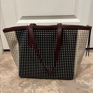 Fossil Black and Cream Polka Dot Tote